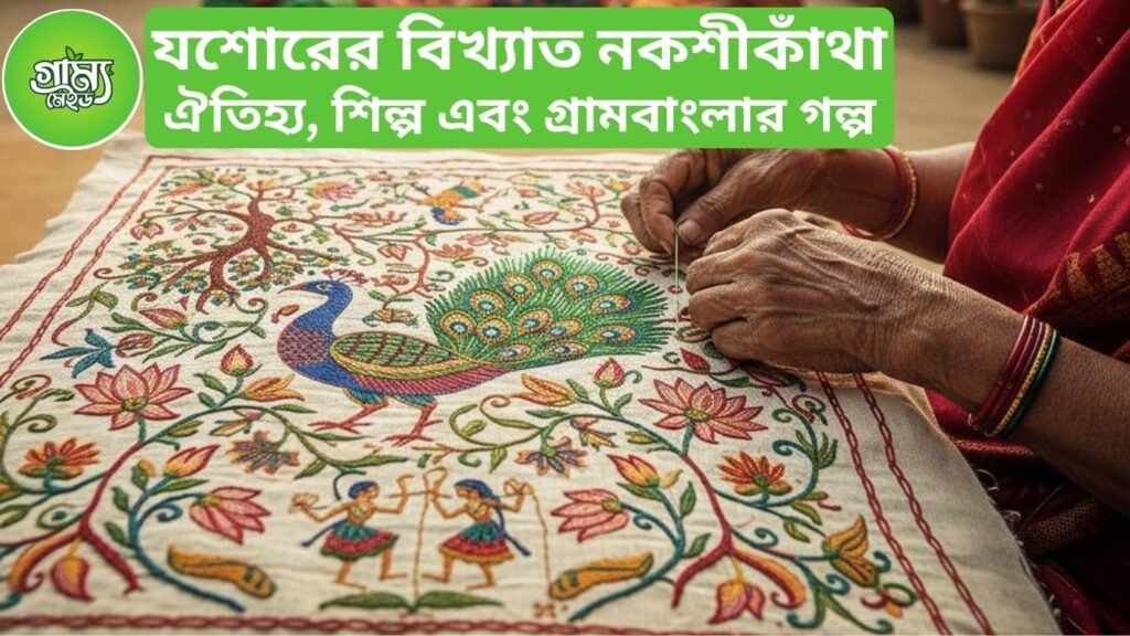 যশোরের বিখ্যাত নকশীকাঁথা: ঐতিহ্য, শিল্প এবং গ্রামবাংলার গল্প যশোরের বিখ্যাত নকশীকাঁথা: সুঁই-সুতার এক জীবন্ত মহাকাব্য বাংলার লোকশিল্পের কথা বললে প্রথমেই আমাদের চোখে ভেসে ওঠে রঙিন সুতোয় বোনা নকশীকাঁথা।